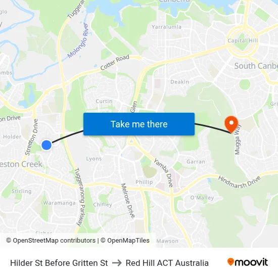 Hilder St Before Gritten St to Red Hill ACT Australia map