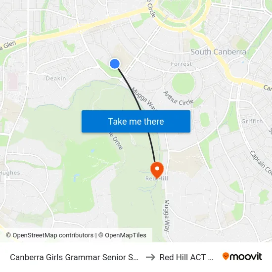Canberra Girls Grammar Senior School Gawler Cr to Red Hill ACT Australia map