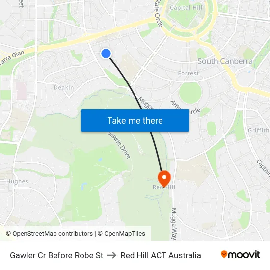 Gawler Cr Before Robe St to Red Hill ACT Australia map