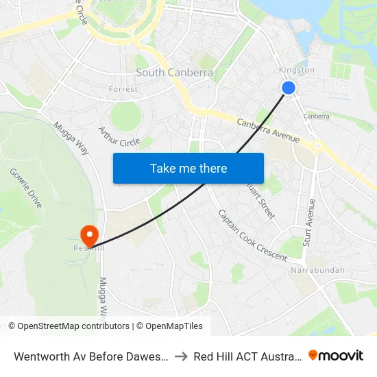 Wentworth Av Before Dawes St to Red Hill ACT Australia map