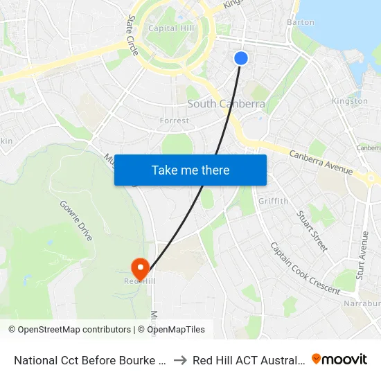 National Cct Before Bourke St to Red Hill ACT Australia map