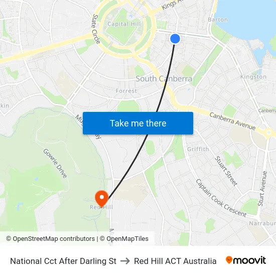 National Cct After Darling St to Red Hill ACT Australia map