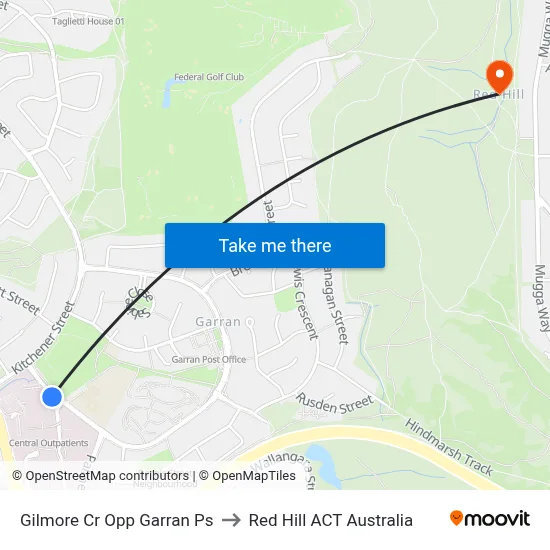 Gilmore Cr Opp Garran Ps to Red Hill ACT Australia map