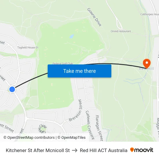 Kitchener St After Mcnicoll St to Red Hill ACT Australia map