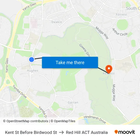 Kent St Before Birdwood St to Red Hill ACT Australia map
