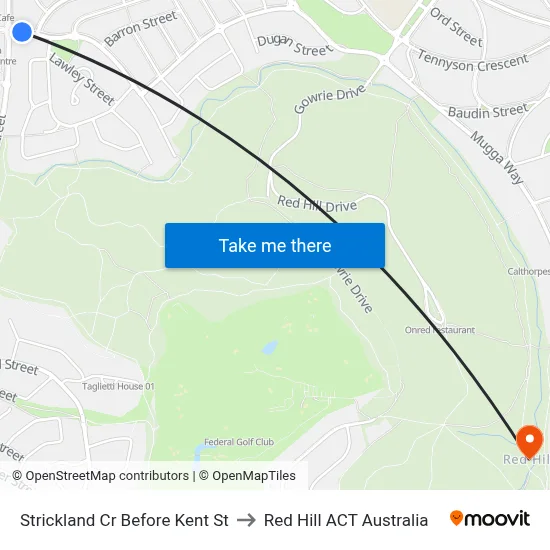 Strickland Cr Before Kent St to Red Hill ACT Australia map
