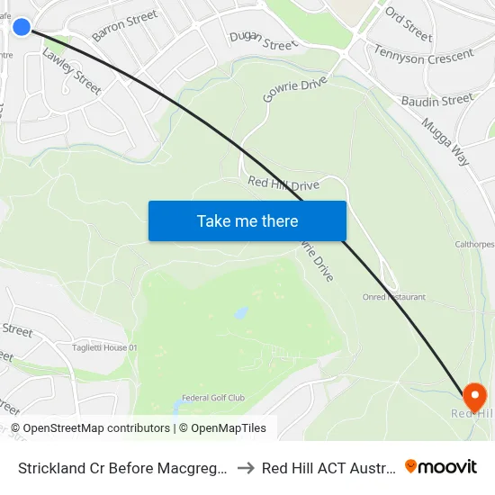 Strickland Cr Before Macgregor St to Red Hill ACT Australia map