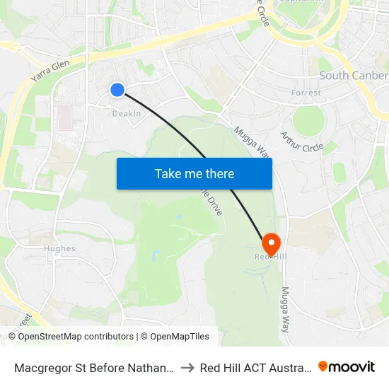 Macgregor St Before Nathan St to Red Hill ACT Australia map
