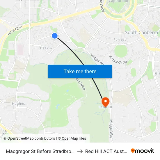 Macgregor St Before Stradbroke St to Red Hill ACT Australia map
