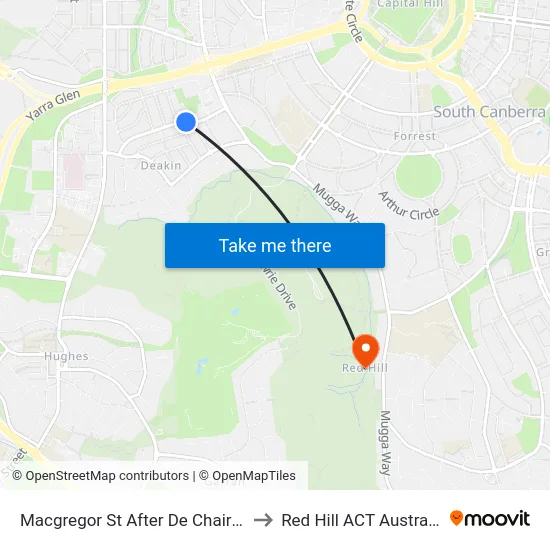 Macgregor St After De Chair St to Red Hill ACT Australia map