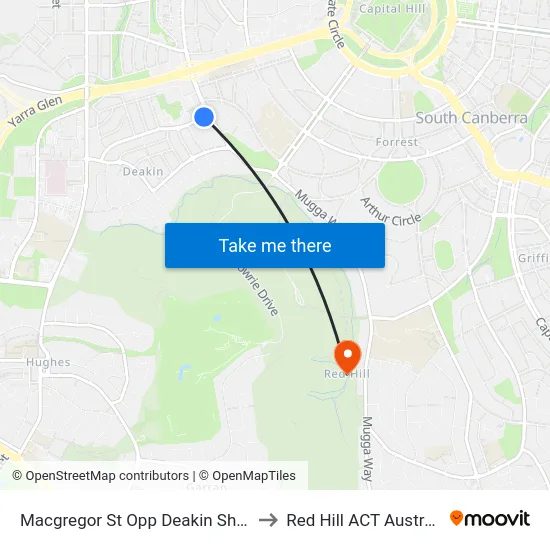 Macgregor St Opp Deakin Shops to Red Hill ACT Australia map