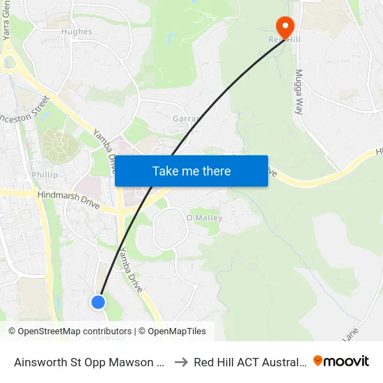 Ainsworth St Opp Mawson Ps to Red Hill ACT Australia map