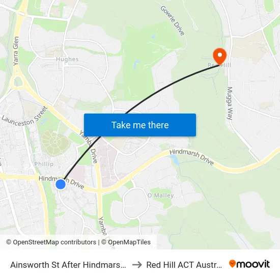 Ainsworth St After Hindmarsh Dr to Red Hill ACT Australia map