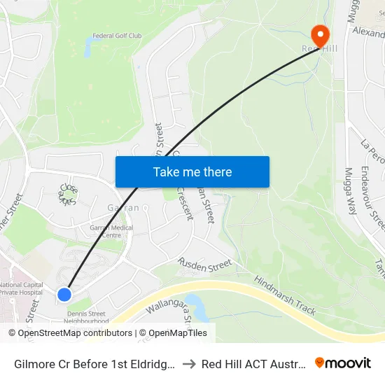 Gilmore Cr Before 1st Eldridge Cr to Red Hill ACT Australia map