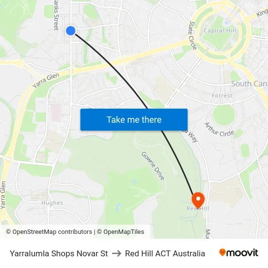 Yarralumla Shops Novar St to Red Hill ACT Australia map