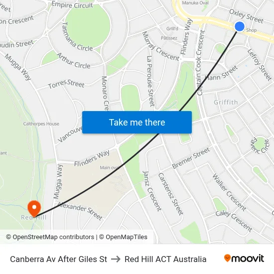 Canberra Av After Giles St to Red Hill ACT Australia map