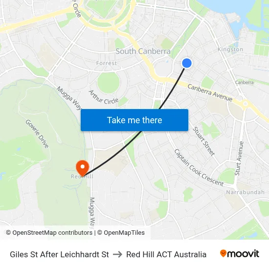 Giles St After Leichhardt St to Red Hill ACT Australia map