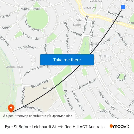 Eyre St Before Leichhardt St to Red Hill ACT Australia map