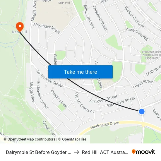 Dalrymple St Before Goyder St to Red Hill ACT Australia map