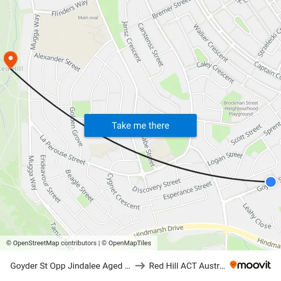 Goyder St Opp Jindalee Aged Care to Red Hill ACT Australia map