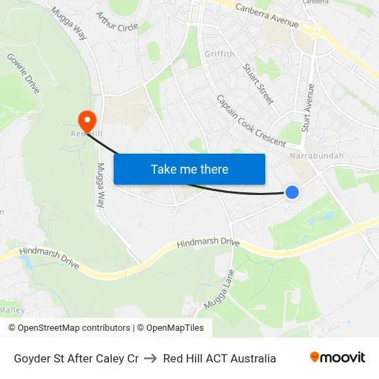 Goyder St After Caley Cr to Red Hill ACT Australia map