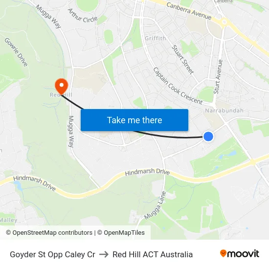 Goyder St Opp Caley Cr to Red Hill ACT Australia map