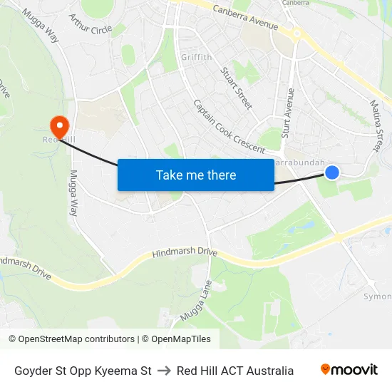 Goyder St Opp Kyeema St to Red Hill ACT Australia map