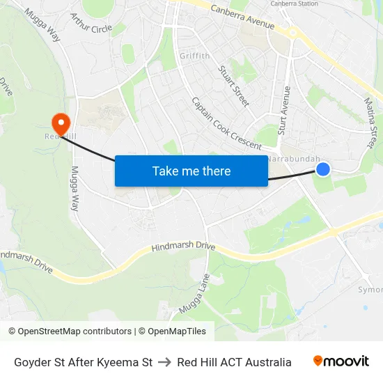 Goyder St After Kyeema St to Red Hill ACT Australia map