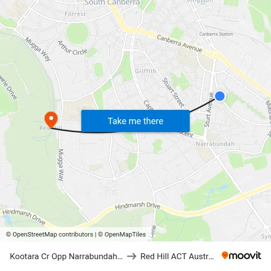 Kootara Cr Opp Narrabundah Ps to Red Hill ACT Australia map