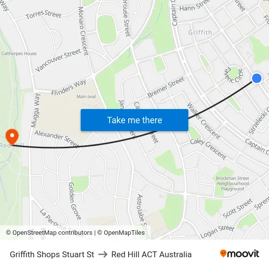 Griffith Shops Stuart St to Red Hill ACT Australia map