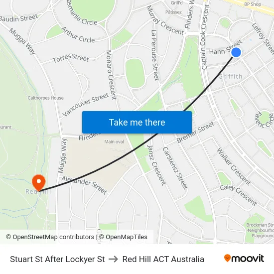 Stuart St After Lockyer St to Red Hill ACT Australia map