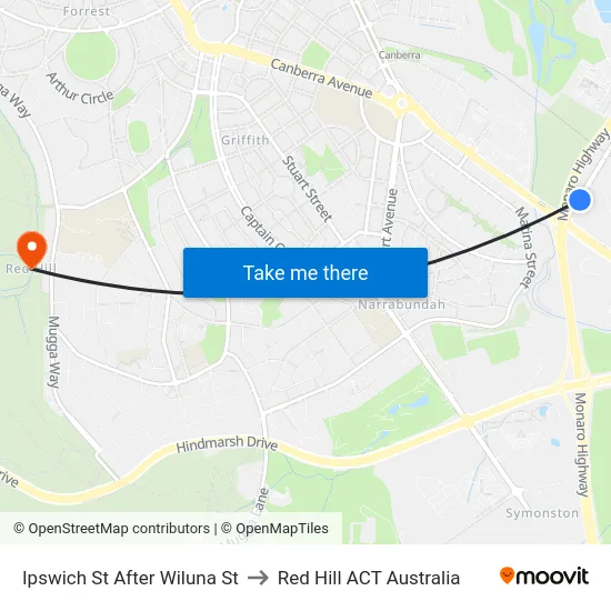 Ipswich St After Wiluna St to Red Hill ACT Australia map