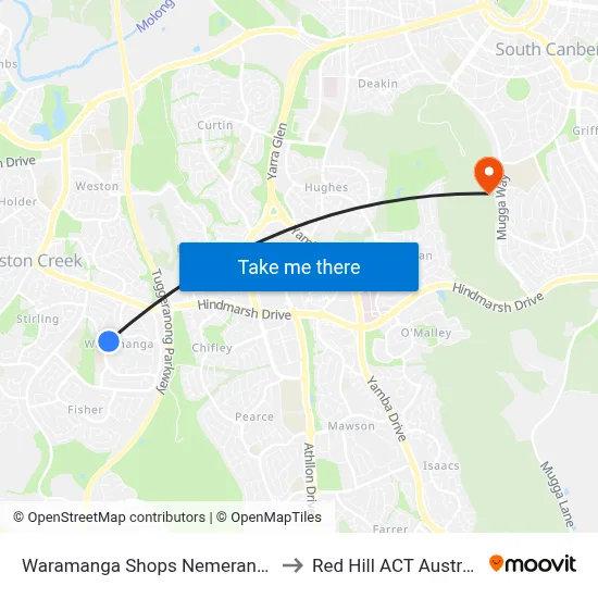 Waramanga Shops Nemerang Cr to Red Hill ACT Australia map
