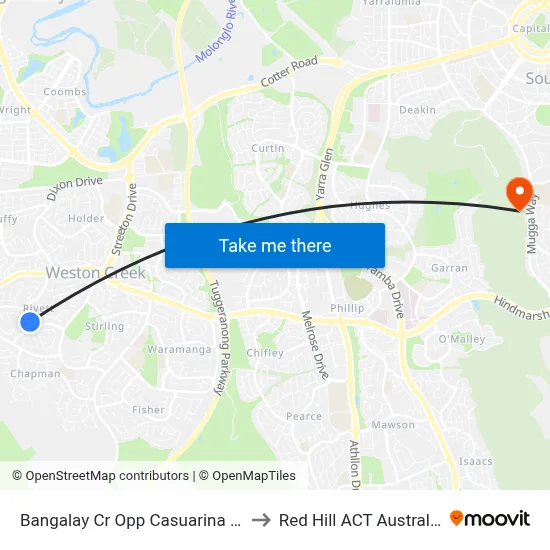 Bangalay Cr Opp Casuarina St to Red Hill ACT Australia map