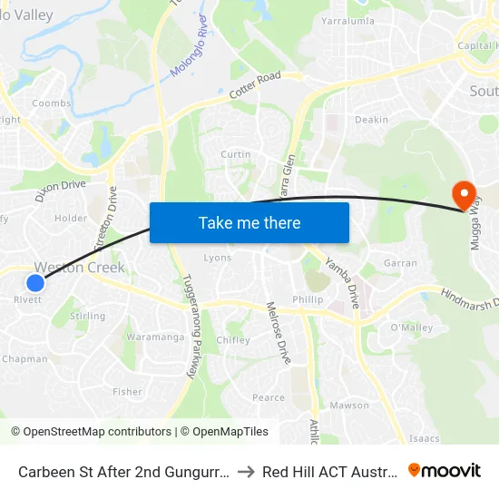 Carbeen St After 2nd Gungurra Cr to Red Hill ACT Australia map