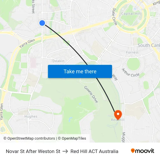 Novar St After Weston St to Red Hill ACT Australia map