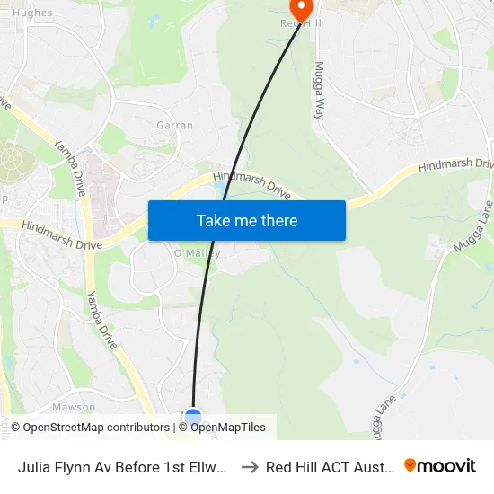 Julia Flynn Av Before 1st Ellwood Cr to Red Hill ACT Australia map