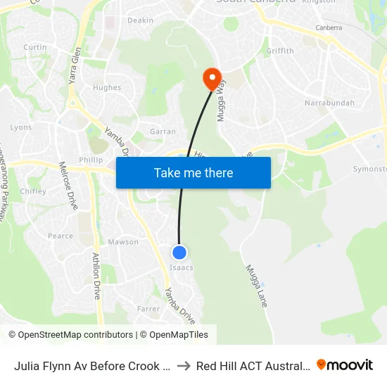 Julia Flynn Av Before Crook Pl to Red Hill ACT Australia map
