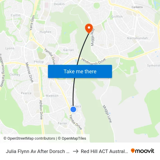 Julia Flynn Av After Dorsch St to Red Hill ACT Australia map