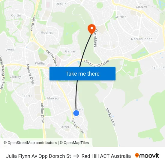 Julia Flynn Av Opp Dorsch St to Red Hill ACT Australia map