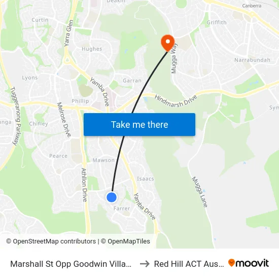 Marshall St Opp Goodwin Village Farrer to Red Hill ACT Australia map