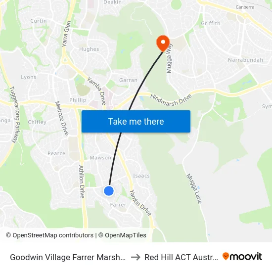 Goodwin Village Farrer Marshall St to Red Hill ACT Australia map
