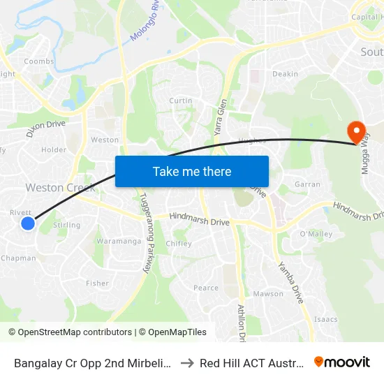 Bangalay Cr Opp 2nd Mirbelia Cr to Red Hill ACT Australia map