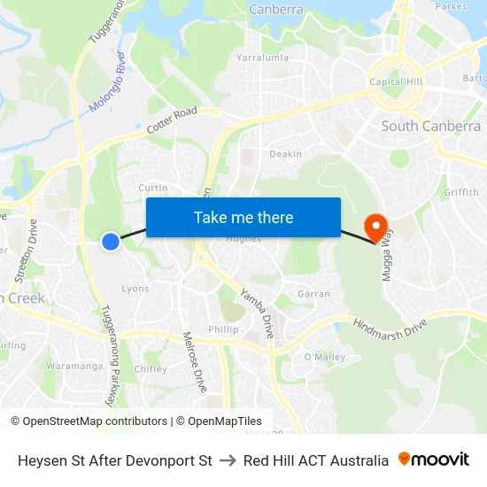 Heysen St After Devonport St to Red Hill ACT Australia map