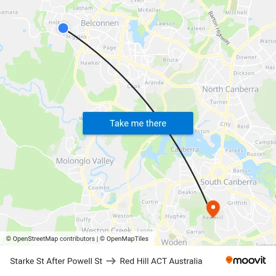 Starke St After Powell St to Red Hill ACT Australia map