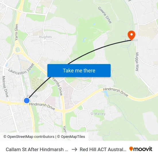 Callam St After Hindmarsh Dr to Red Hill ACT Australia map