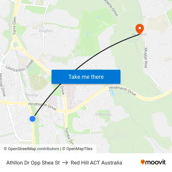 Athllon Dr Opp Shea St to Red Hill ACT Australia map