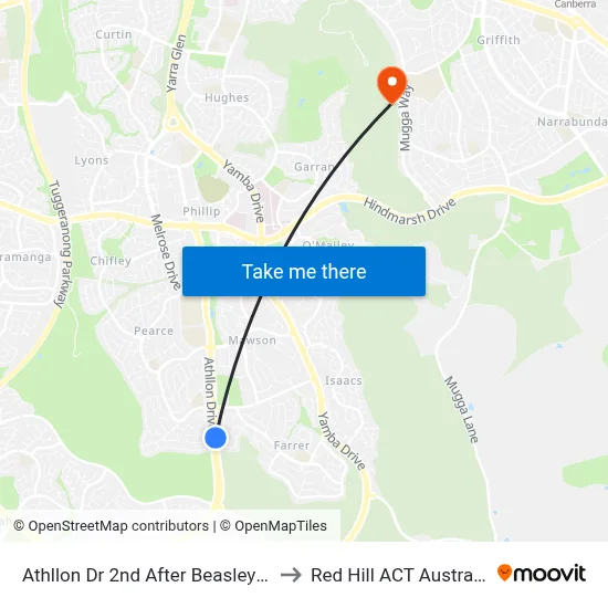 Athllon Dr 2nd After Beasley St to Red Hill ACT Australia map