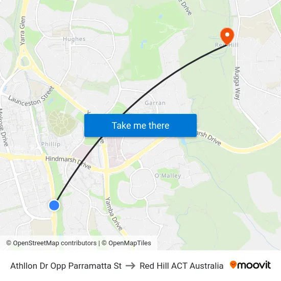 Athllon Dr Opp Parramatta St to Red Hill ACT Australia map