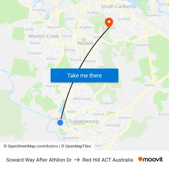Soward Way After Athllon Dr to Red Hill ACT Australia map